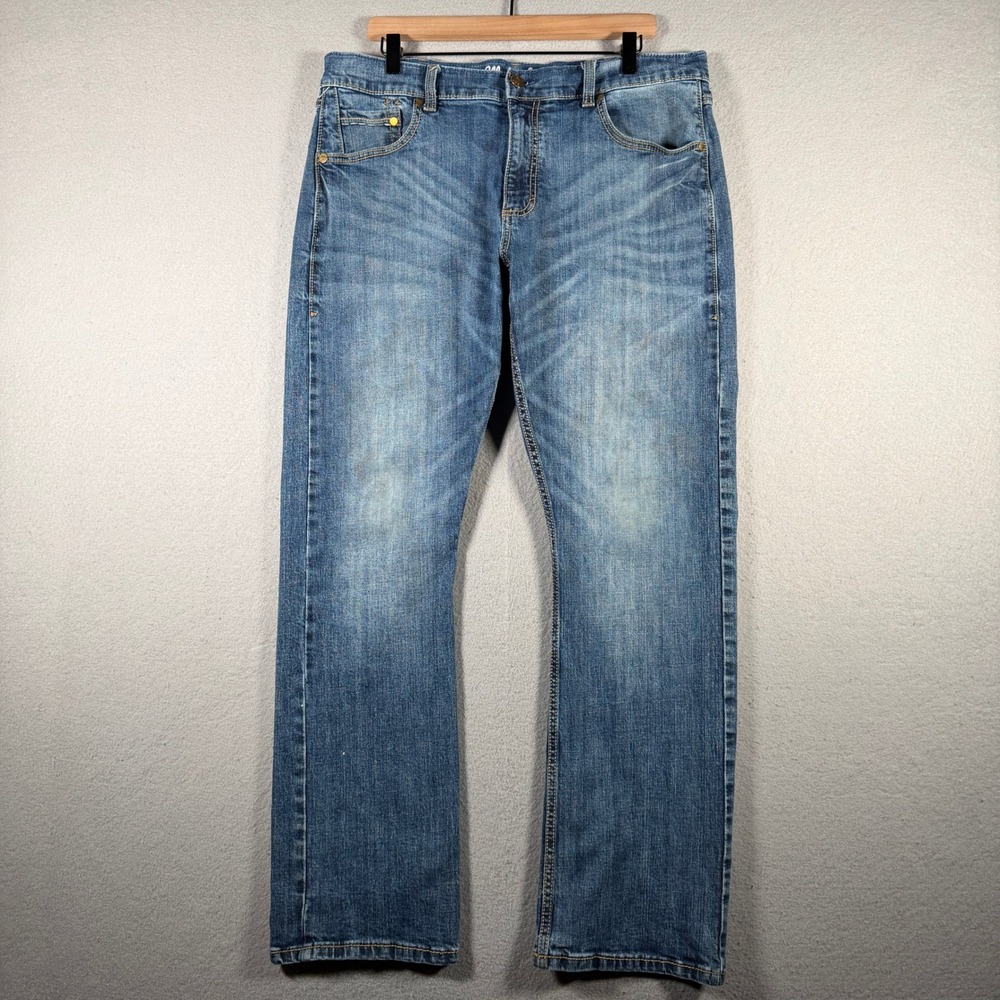 Wrangler Retro Slim Boot Blue Jeans Mens 36x32 Distressed 10WL77LY Medium Wash
